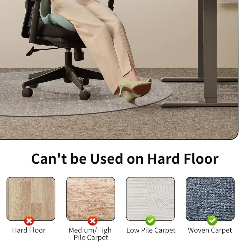 WASJOYE Office Chair Mat for Carpet, 48" x 48" Round Clear Home Chair Mat Carpet Protector with Non-Slip Studded for Computer Office Desk Rolling Chair - Image 3